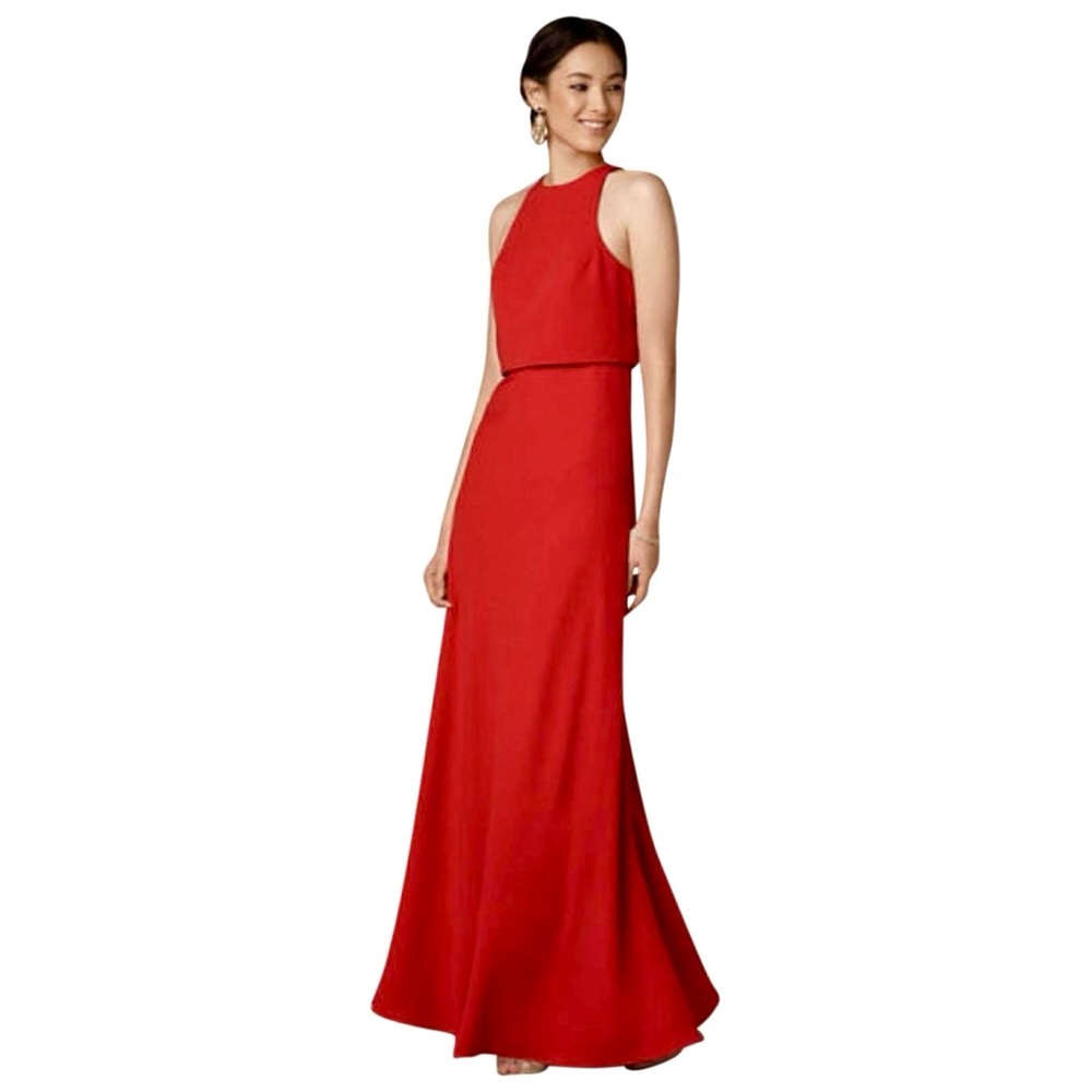 BHLDN Red Halter Maxi Gown